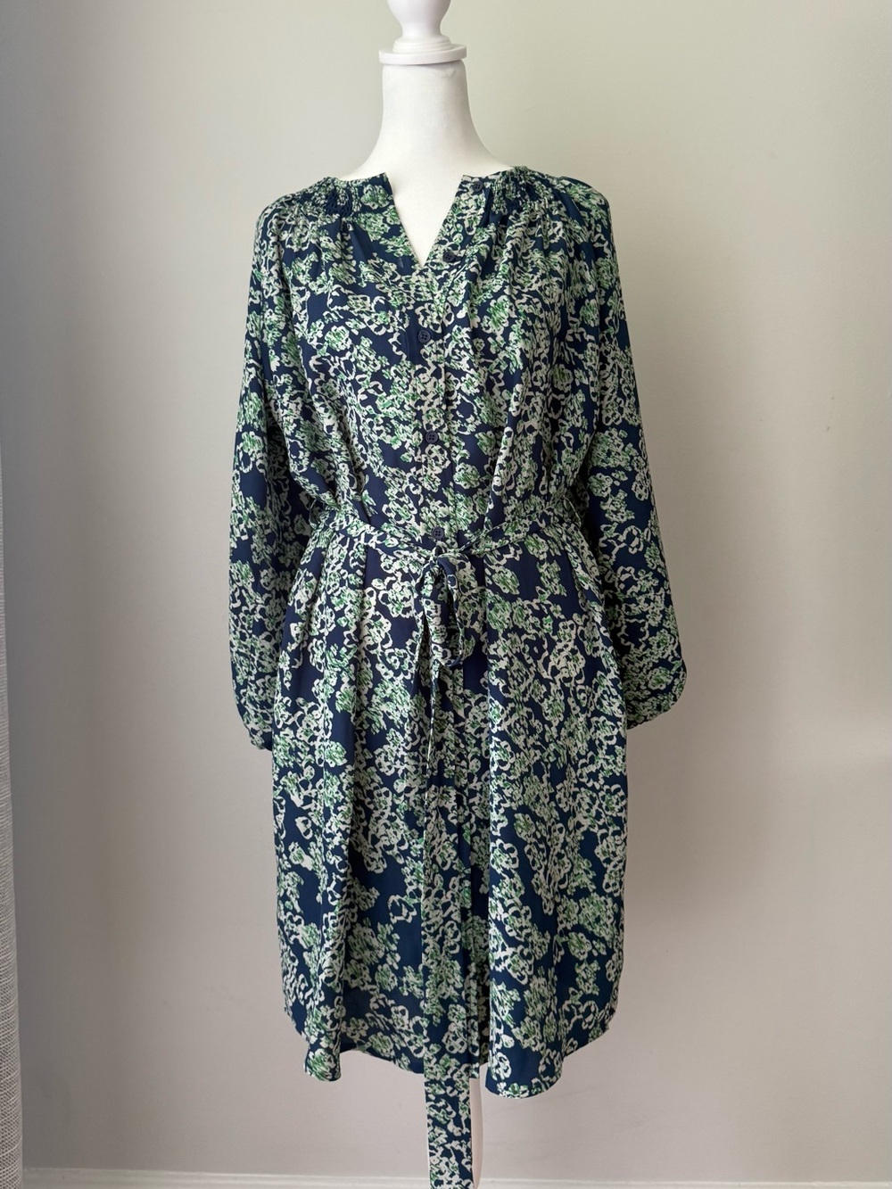 Maeve Women’s L Floral Print Belted Button Front Shirt Dress Long Sleeve